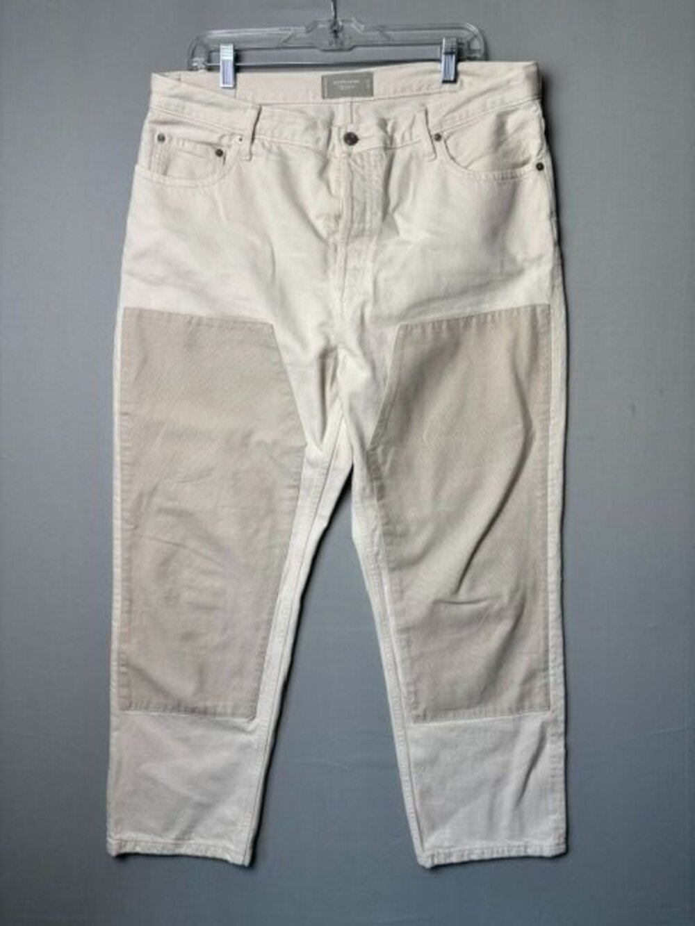 Everlane The 90's Cheeky Jean Women's 33 Beige Organic Cotton Patchwork Straight